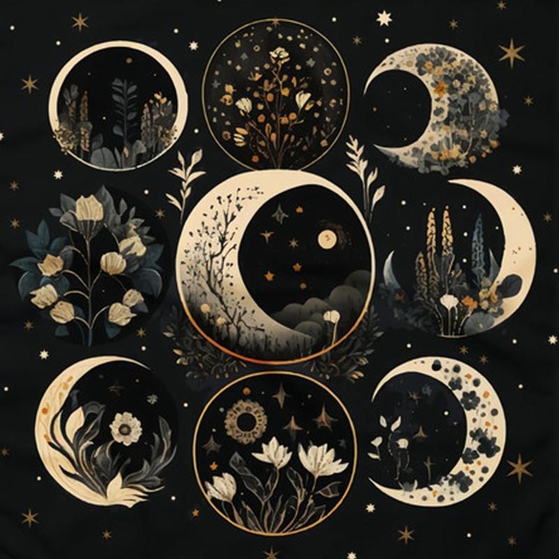 Moon Flower Pattern Astrology Tablecloth Tarot Divinations Tablecloth Altars Cloth Divinations Board Game Accessory