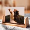 U-Shaped Wooden & Acrylic Photo Frame Display Stand, DIY Handmade Mounting Ornament