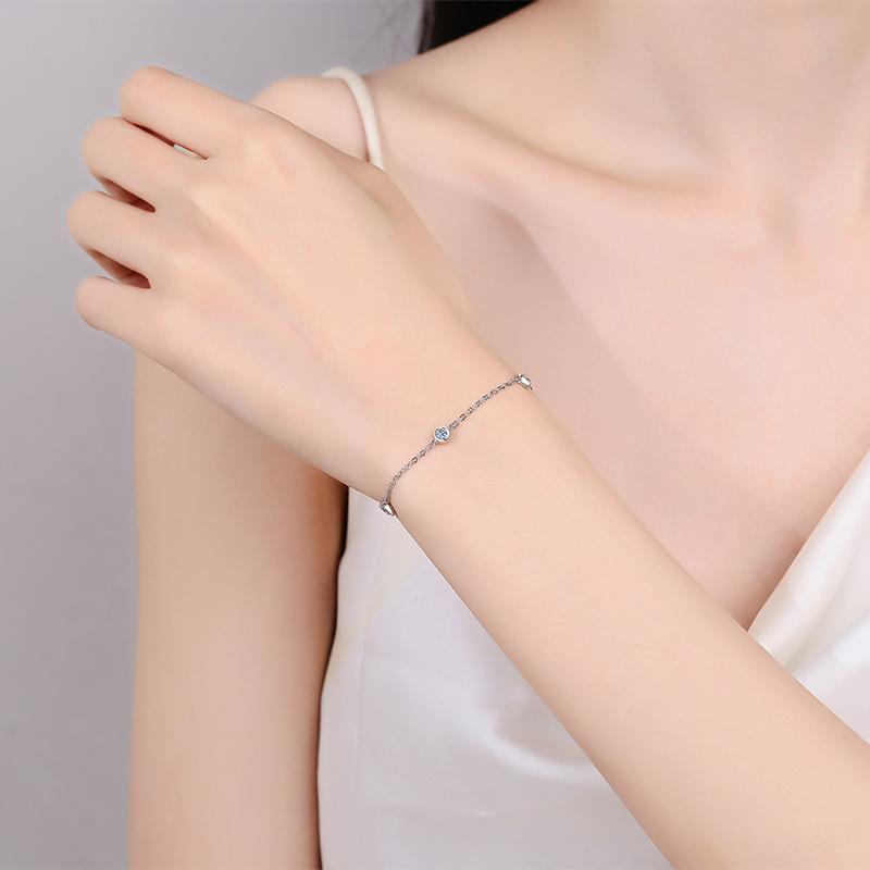 S925 Sterling Silver Plated PT950 Bubble Moissanite Bracelet Bracelet Simple Light Luxury Small Bracelet for Women Versatile