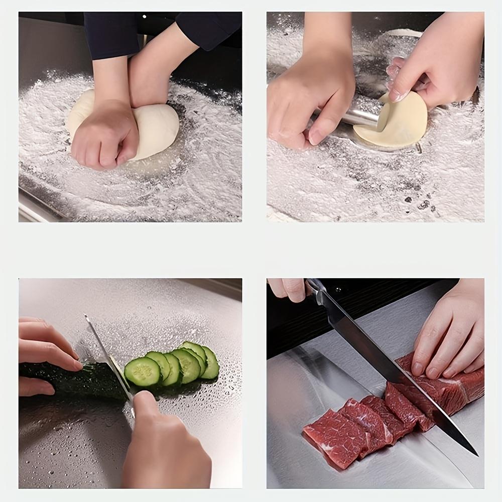 [Premium Cutting Board] Heavy-Duty 1pc Premium Stainless Steel Cutting Board | Non-Slip, Easy-to-Clean Chopping Block with Lip for Food Safety