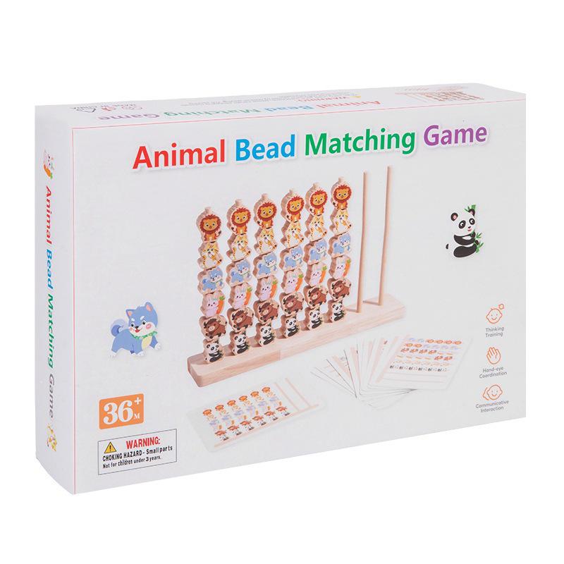 Solid Wood Animal Beading Ring Toss Game & Color Sorting Blocks for Young Children's Educational & Cognitive Development.