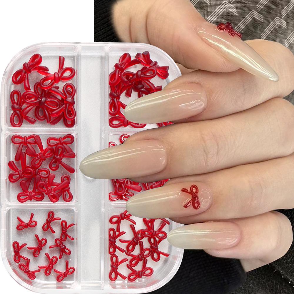 Nail Art Jewelry, New Year'S Festive Three-Dimensional French Bow-Sized Mixed Nail Jewelry