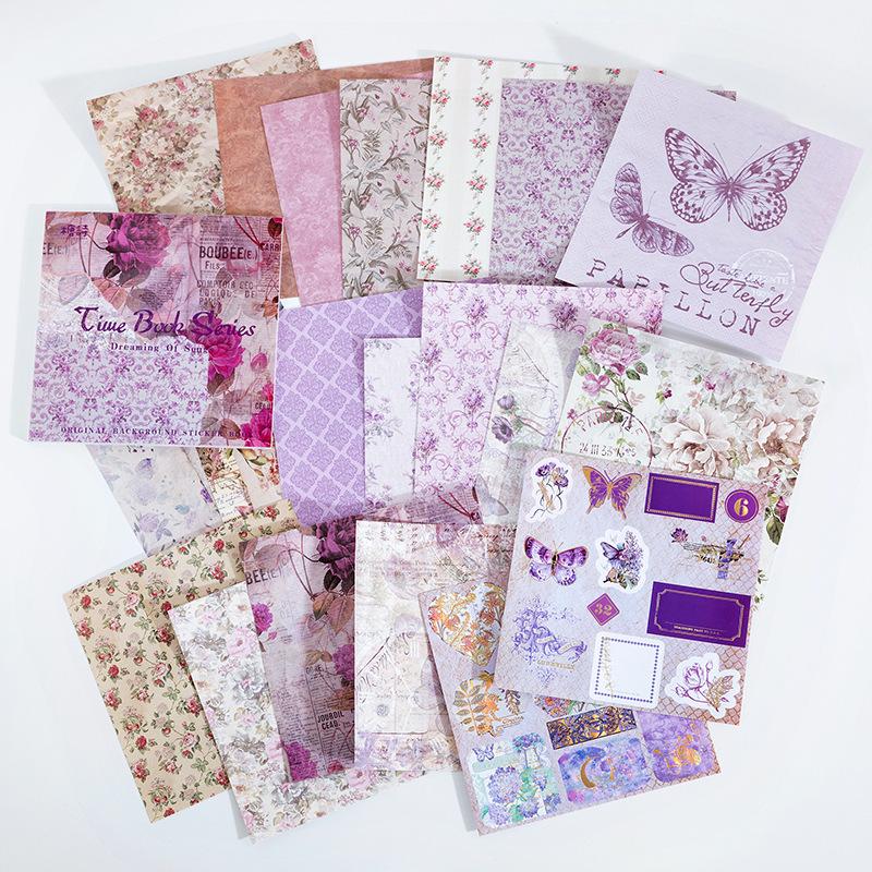 JIANWU 20Pcs Vintage Journal Background Decoration Sticker Book Literary Art Fresh DIY Scrapbooking Material Stickers Stationery