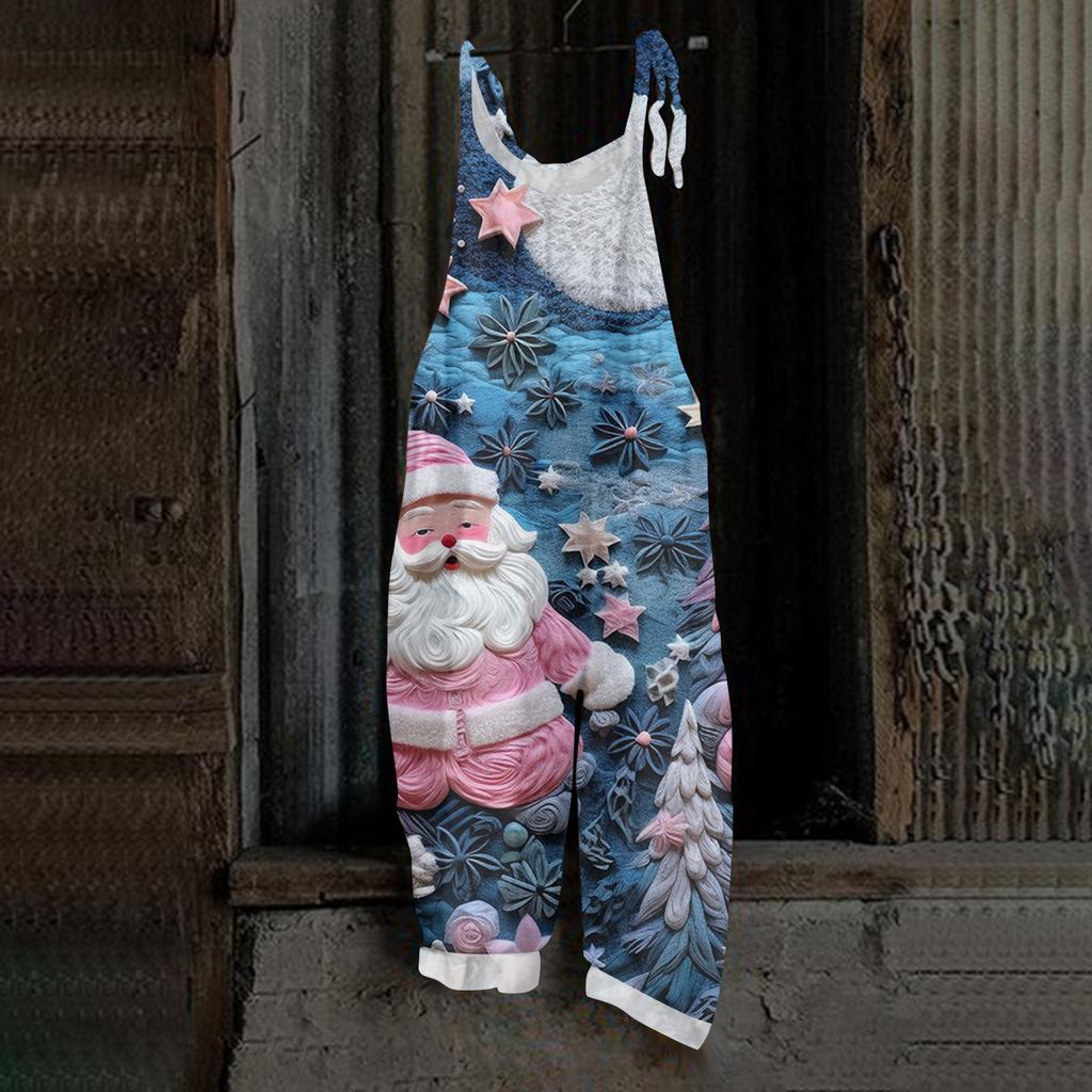 Women's Jumpsuit Halloween Print  Casual Loose Vintage Shoulder Strap Cotton Linen