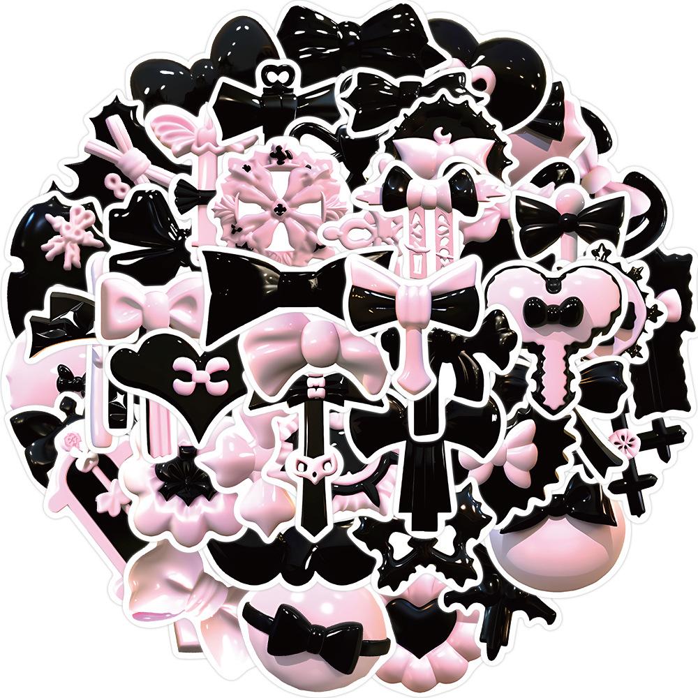 50 Black Powder 3D Graffiti Stickers Decorate Guitar Notebook Suitcase DIY Waterproof Girl Stickers