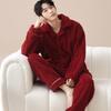 Pajamas wedding newlywed couple set winter coral fleece fleece thickened new Chinese red loungewear set