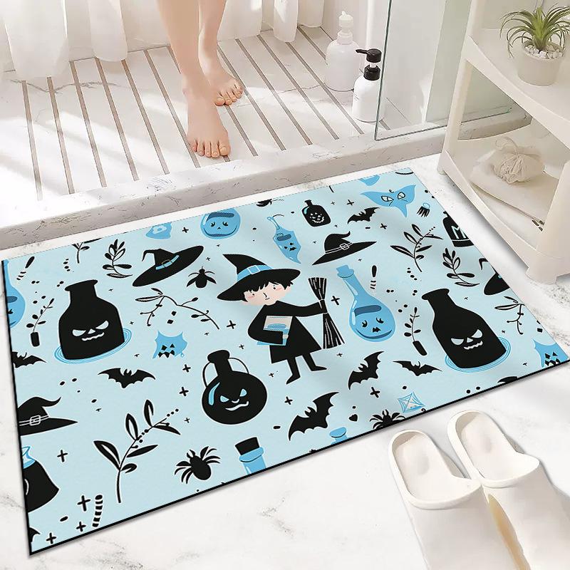 European and American Halloween Decoration Floor Mat Entrance Door Mat Horror Pumpkin Witch Carpet Entrance Door Mat