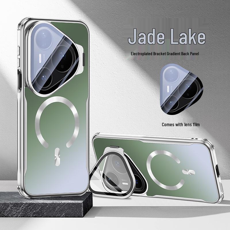 Applicable for Huawei Pura90Pro: Mate80 Gradient Electroplated Magnetic Lens Holder Full Coverage Protective Phone Case