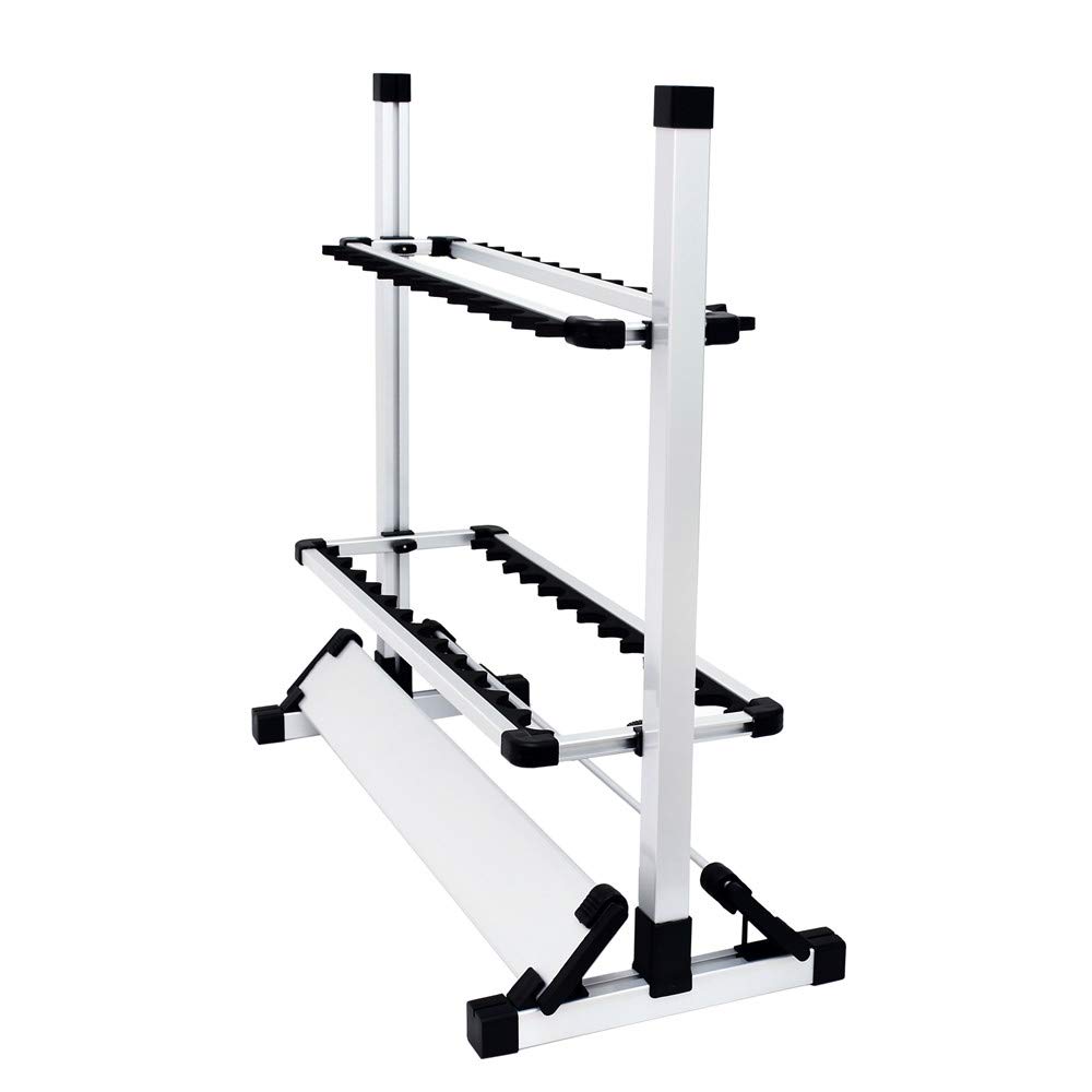 TORIBIO Aluminum Rod Stand, Rod Holder for 12 or 24 Rods, Easy Assembly (Silver, 24 Rods)