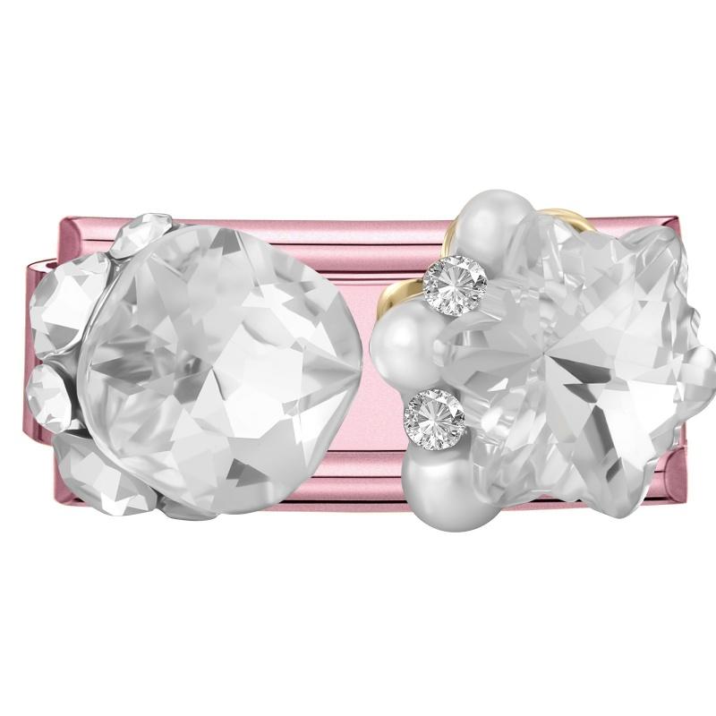 

Wholesale Shiny Zircon Crystal Heart Bow Butterfly Star Pink Long Italian Charm Fit 9mm Stainless Steel Bracelet DIY Making Gift