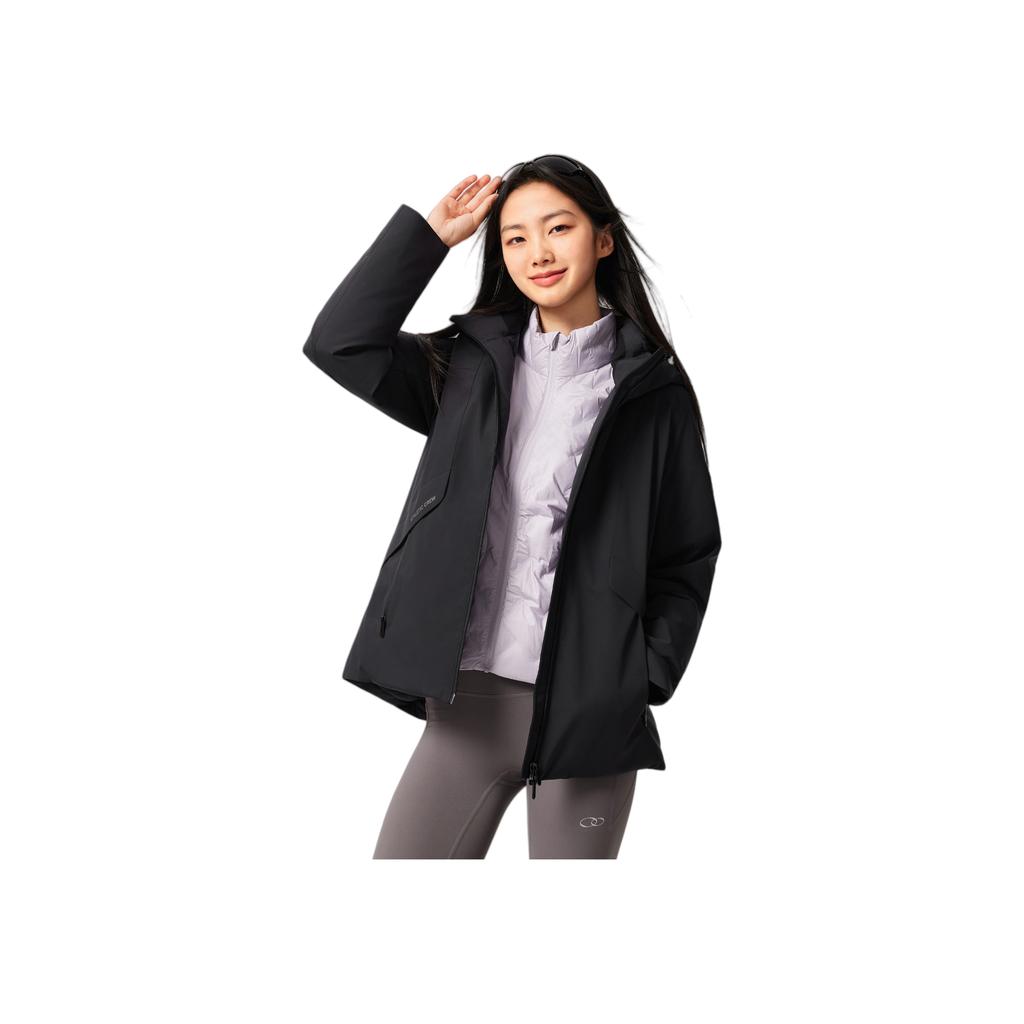 Li-Ning Hot Pot Down Jacket Series Sports Fashion Versatile Casual Windproof Water-Repellent Warm Hooded Down Jacket Women Outerwear AYMV402-2
