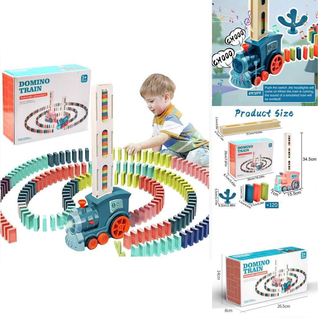 Multicolored Domino Train Set With Sound For Kids Educational Building Toys