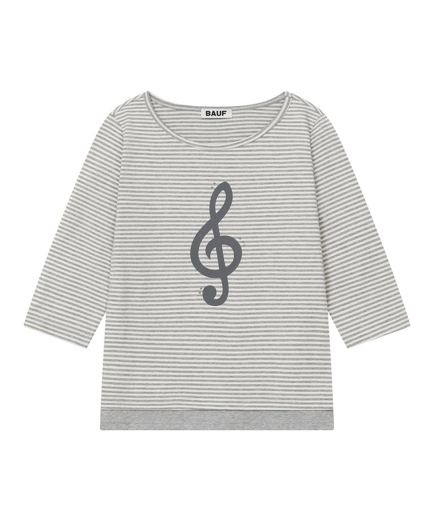 BAUF Melody Boat Neck 3/4 T-Shirt [Stripe Gray]