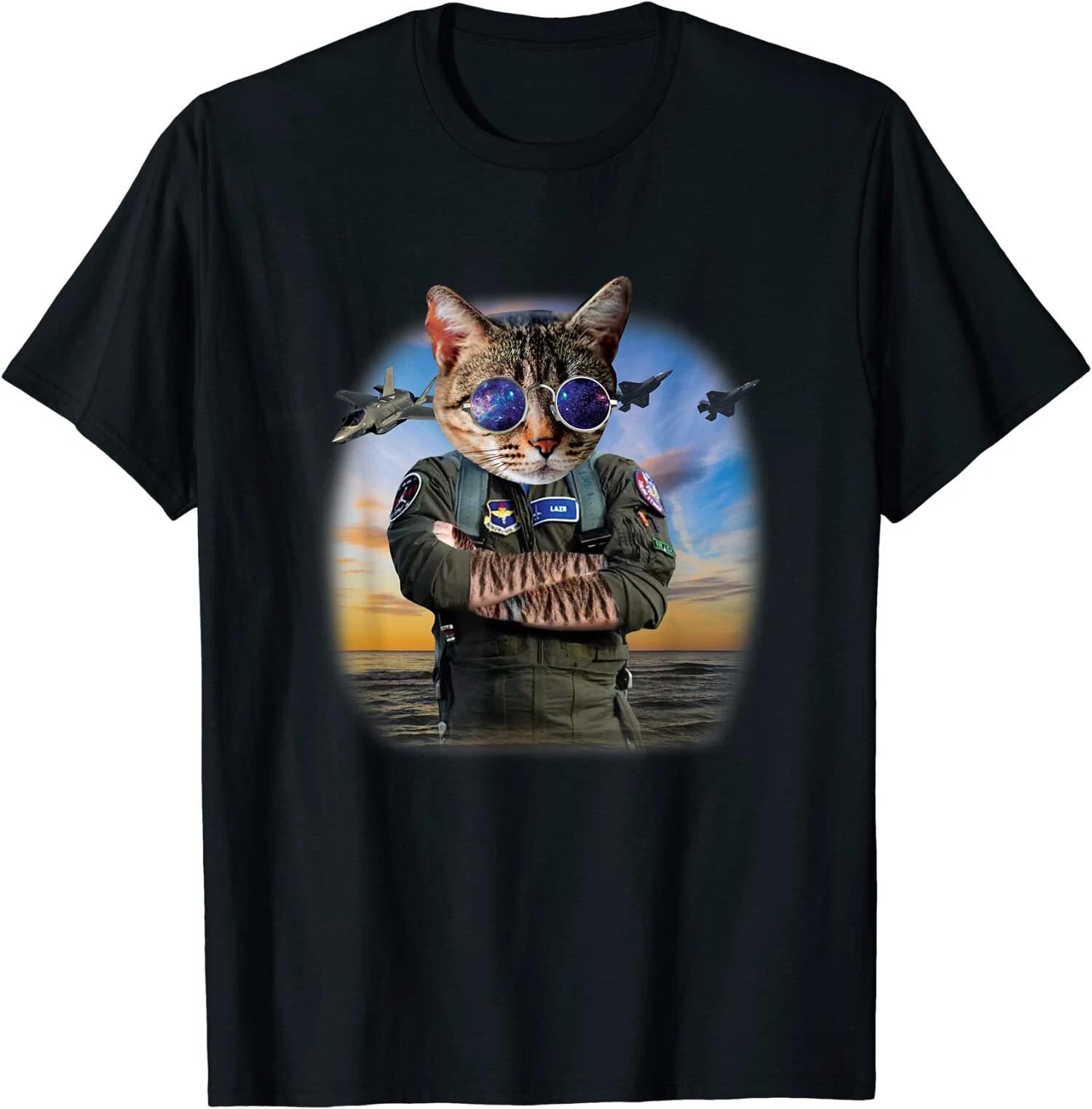 Men s and Women s T-shirts NEW LIMITED Funny Cat Fighter Jet Aviator Air Force Design Gift T-Shirt S-3XL S