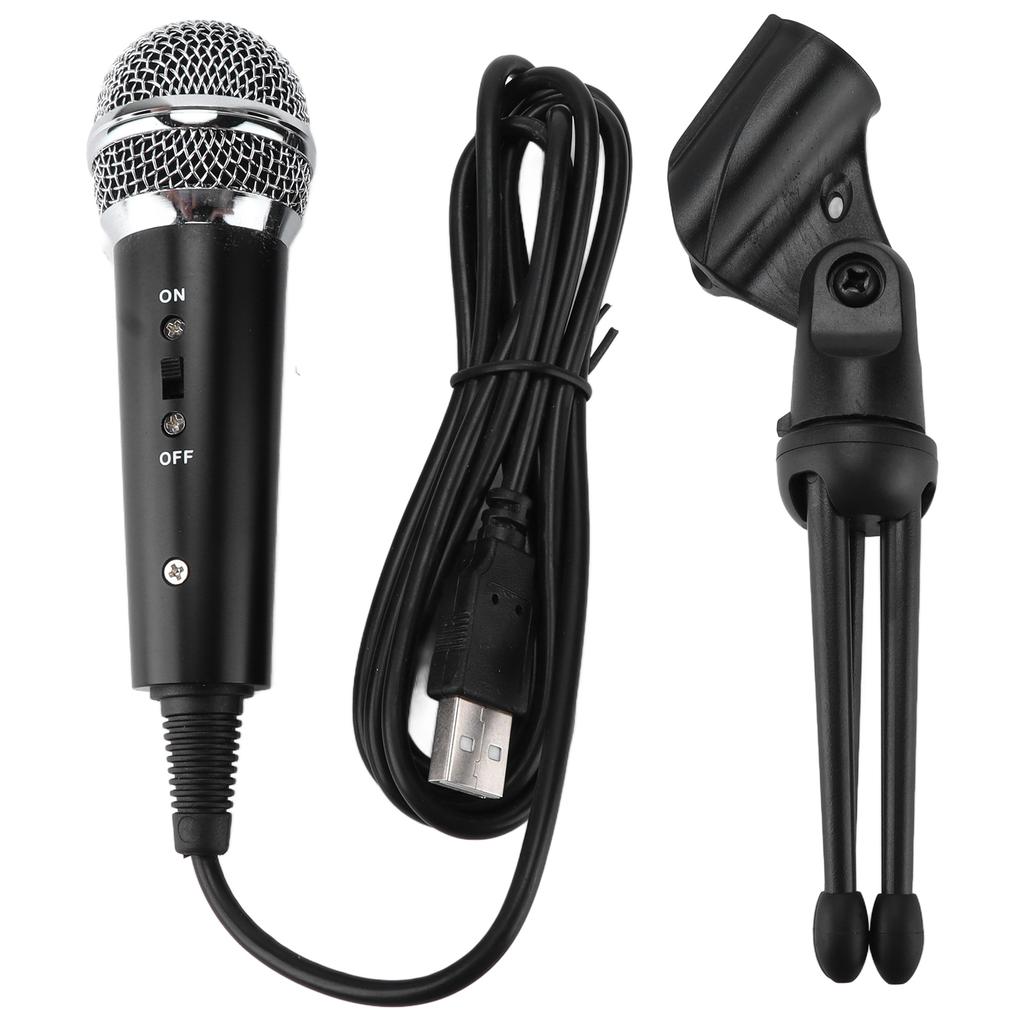 Condenser Microphone Kit with Tripod Stand USB Plug Recording Small Mic with Cable Equipment