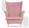 Fotel uszak z podnóżkiem skandynawski welur pudrowy Hunter Family Meble różowy