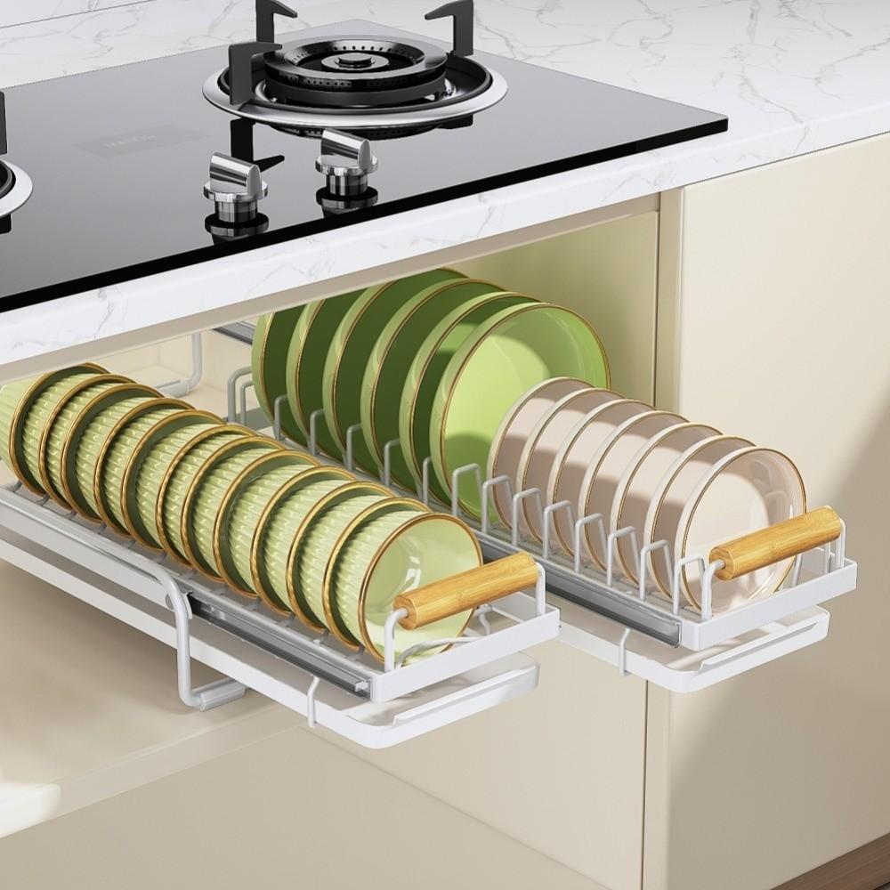 Metal Under Sink Rack Single Tier Dish Drainer Storage Pull Out Drawer  Household Organization