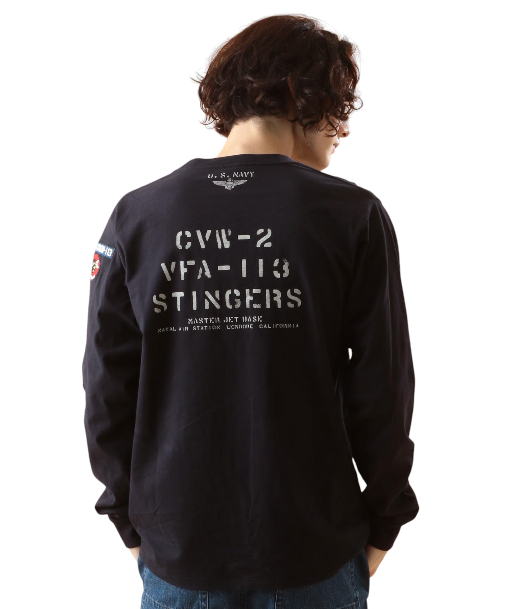 AVIREX NAVAL PATCH LONG SLEEVE T-SHIRT XL navy 783-5930017