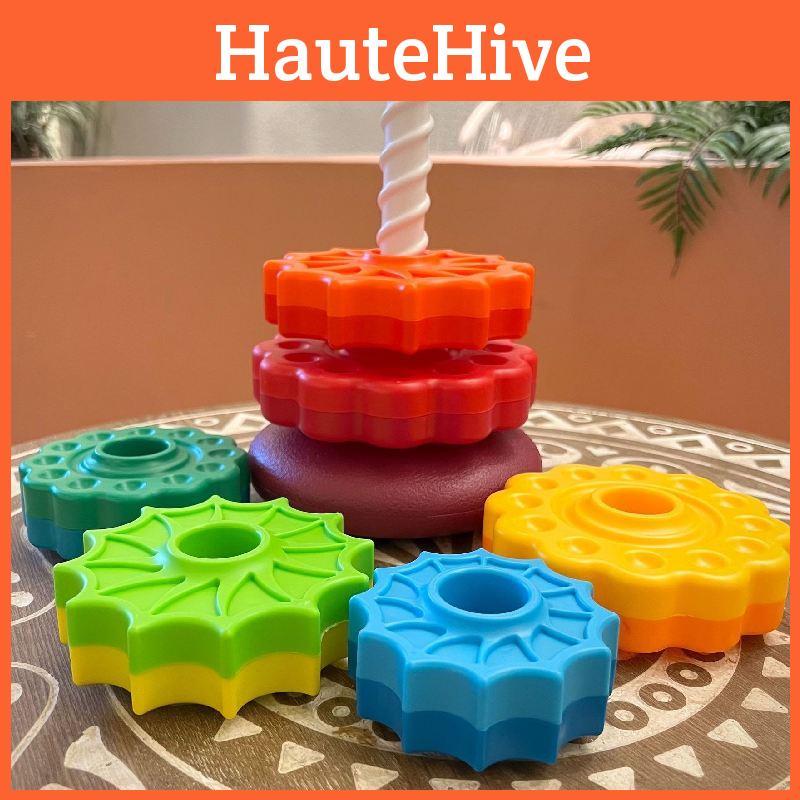 Colorful Plastic Rainbow Stacking Tower Toy For Toddlers Ages 1-2 Educational Fun