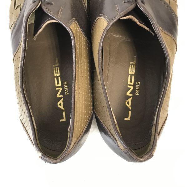 LANCEL Leather Oxford Shoes [24.0 / Brown / Woven Saddle Design] Business Dress(USED)