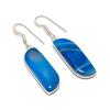 Natural Blue Lace Agate Gemstone 925 Sterling Silver Jewelry Earring 1.85" AE-12140