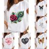Ronde Hals T-shirt Creatieve Vlinder Liefde Bloemen Korte Mouw T-shirt FeUnisex Dames Kleding Grappige Dames Casual Esthetische T-shirts
