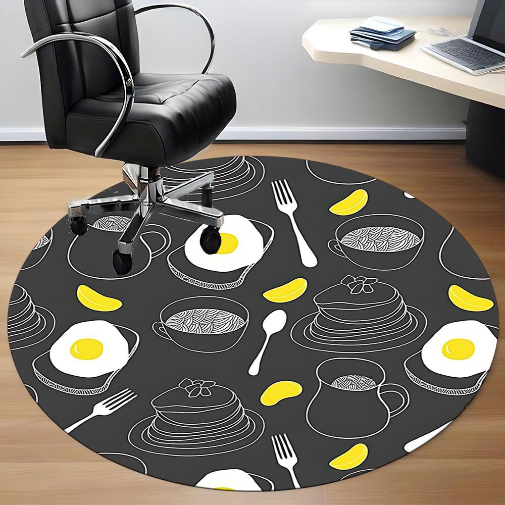 1pc Egg Foods Office Round Rug, Non-slip, Soft and Durable Office Rug for Interior Decoration, Perfect for Office, Beautiful Decoration yy260323082