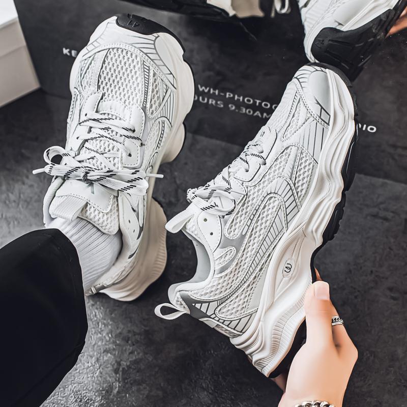 New Fashion Men's Four Seasons Comfortable Thick Sole Shoes Students Male Boys Trending Soft Sole Breathable Casual Running Sneakers