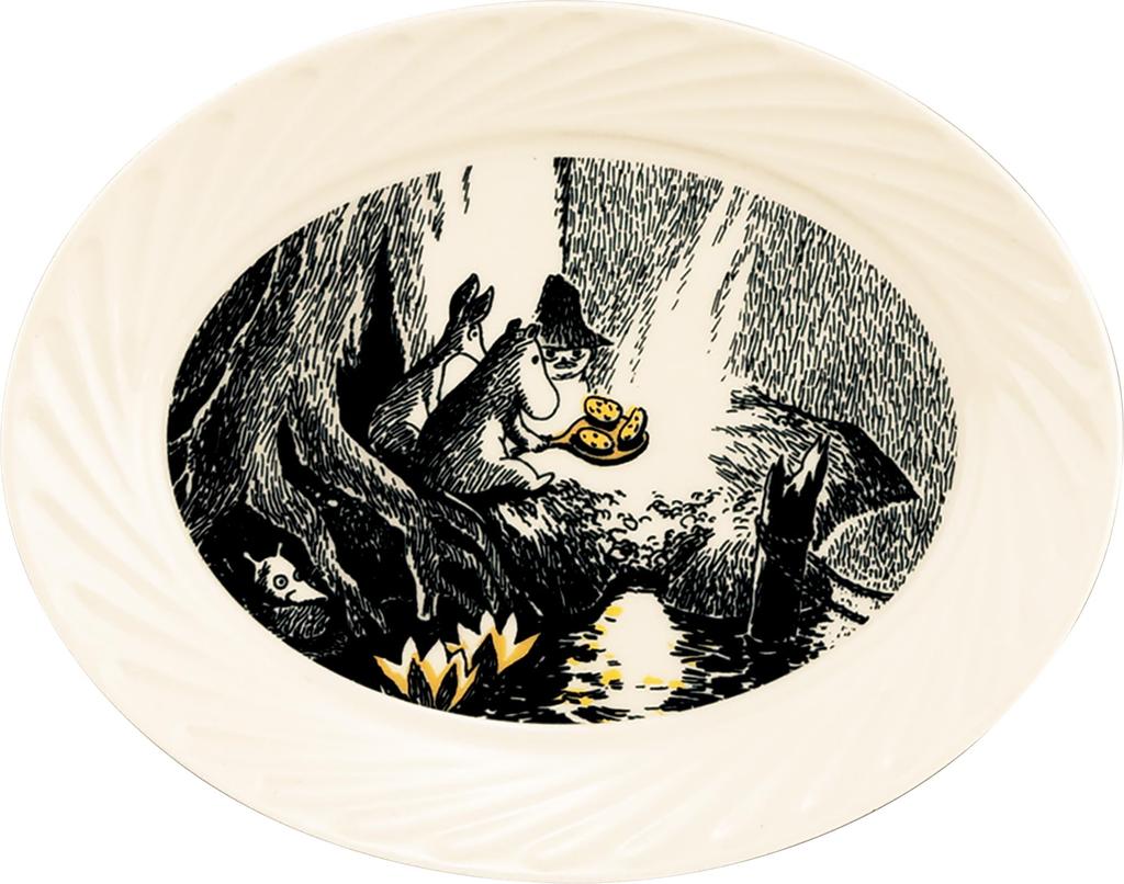 Yamaka Shoten MOOMIN "Moomin Comet" Redesigned by Hoshi Sawako, Oval Plate, 19 x 15 x 2 cm, Microwave-Safe, White, Made in Japan, MM9901-330