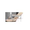 Sheepskin version~ Step on shit crystal high-heeled cool slippers girl 2025 summer new rhinestone fairy wind stiletto sandals