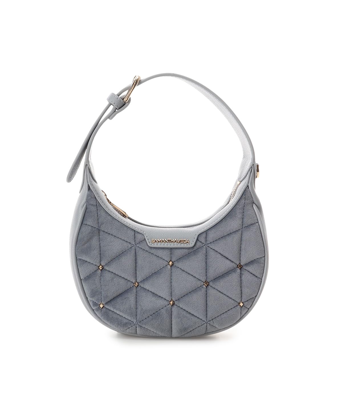 Velour Quilted Studded Bag [Samantha Vega] Half-Moon