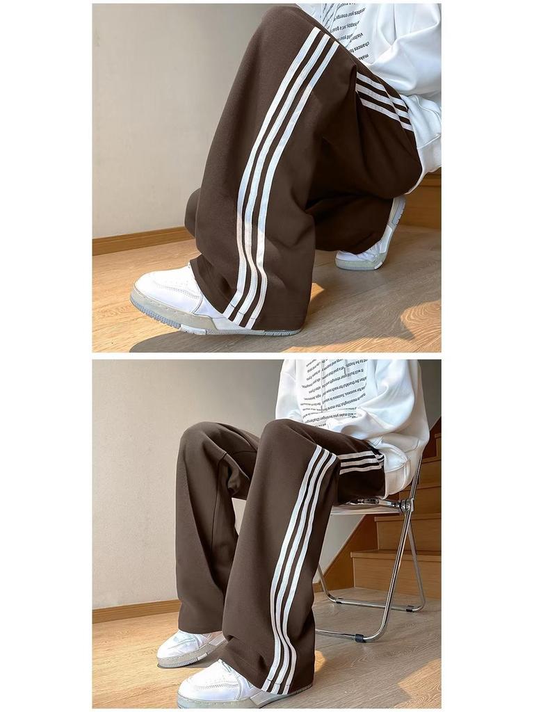 Men's Autumn/Winter Three-Stripe Loose Sweatpants – Trendy, Retro, Heavyweight Casual Pants