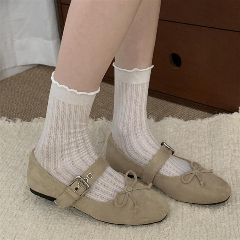 Fashion IPPEUM Velvet Ballet Flats Round Toe Buckle Mary Jane Shoes 2025 New Summer Ballerinas Zapatos Mujer