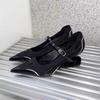Fashion Heels Women Shoes Special Heel Spliced Heels Women Fashion Shallow Mouth Bow Non-Slip Mary Jane Single Shoes for Women High Heel