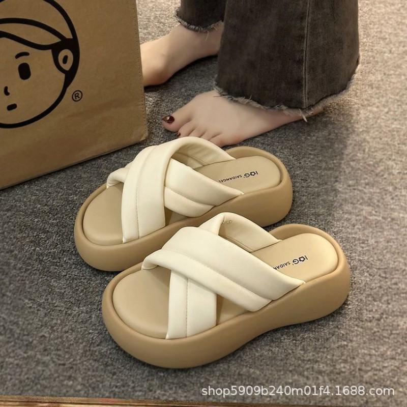 

Корейская версия шлепанцев с перекрестными ремешками, женская летняя обувь, новые универсальные пляжные шлепки на толстой подошве, суперхит интернет-знаменитостей, крутые шлепки 35