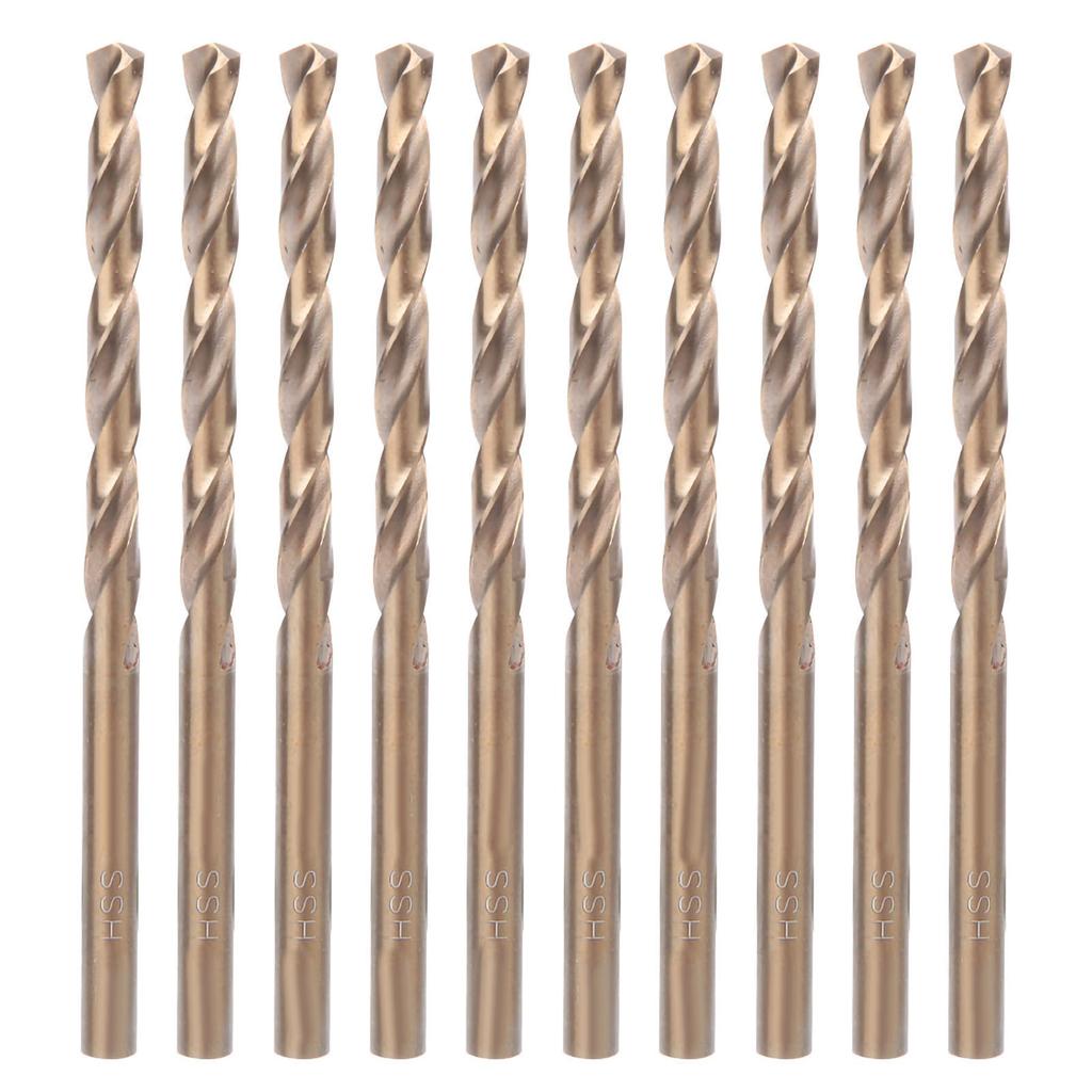 10pcs HSS CO Straight Shank Twist Drill Bits for Stainless Steel Iron Plate (5.0mm)