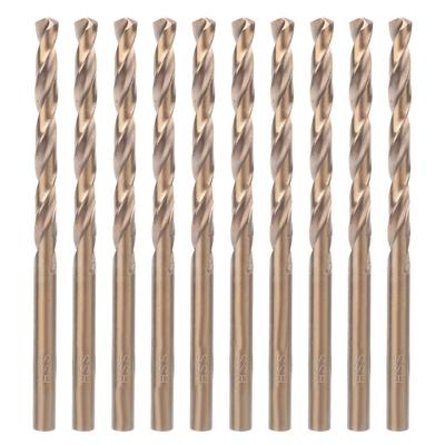 10pcs HSS CO Straight Shank Twist Drill Bits for Stainless Steel Iron Plate (5.0mm)