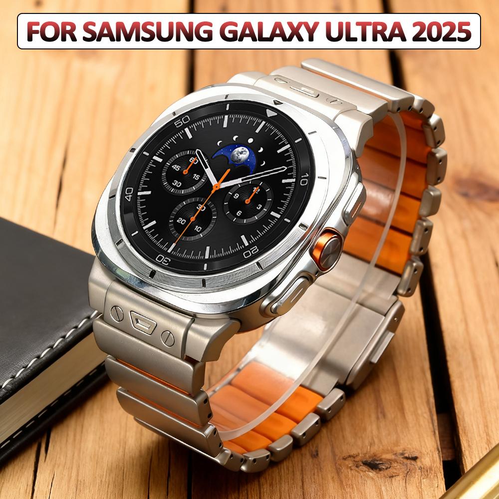 Tytanowy Metalowy Pasek do Samsung Galaxy Watch Ultra 2025 47mm Tytanowy Pomarańczowy Pasek Dla galaxy watch Ultra 7 47MM Gumowa Bransoleta