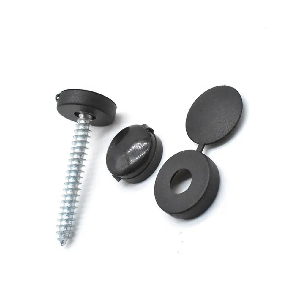 100 Pieces Small Plastic Shutter Screw Caps Black Fold Screw Snap Covers  Covering Screw Heads