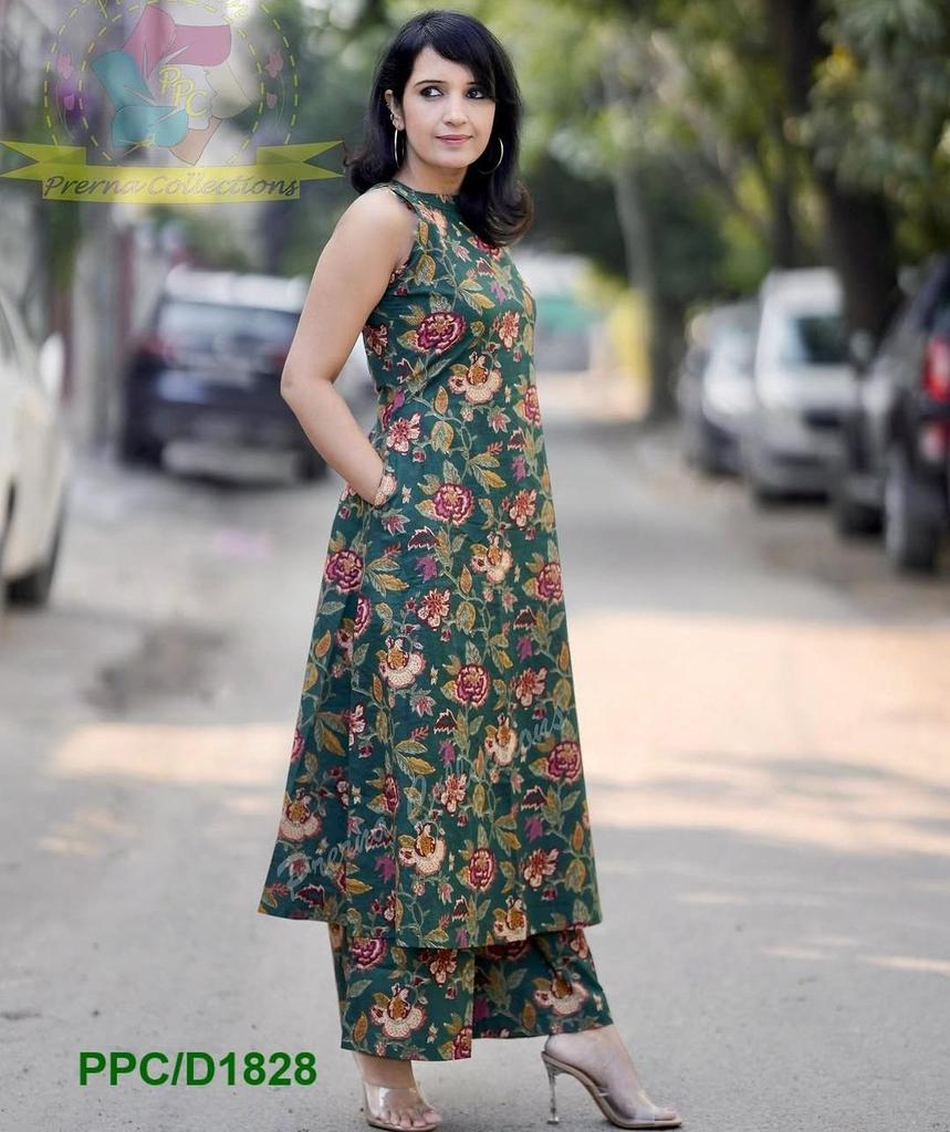 Women Party Wear Pure Cotton Kurta Pant Set Indian Pakistani Designer Top Tunic Kurti Dress