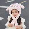 Ears Move Children's Hats Cartoon Cute Plush Ear Protectors Pullover Hat Winter Outdoor Warm Scarf Integrated Hat