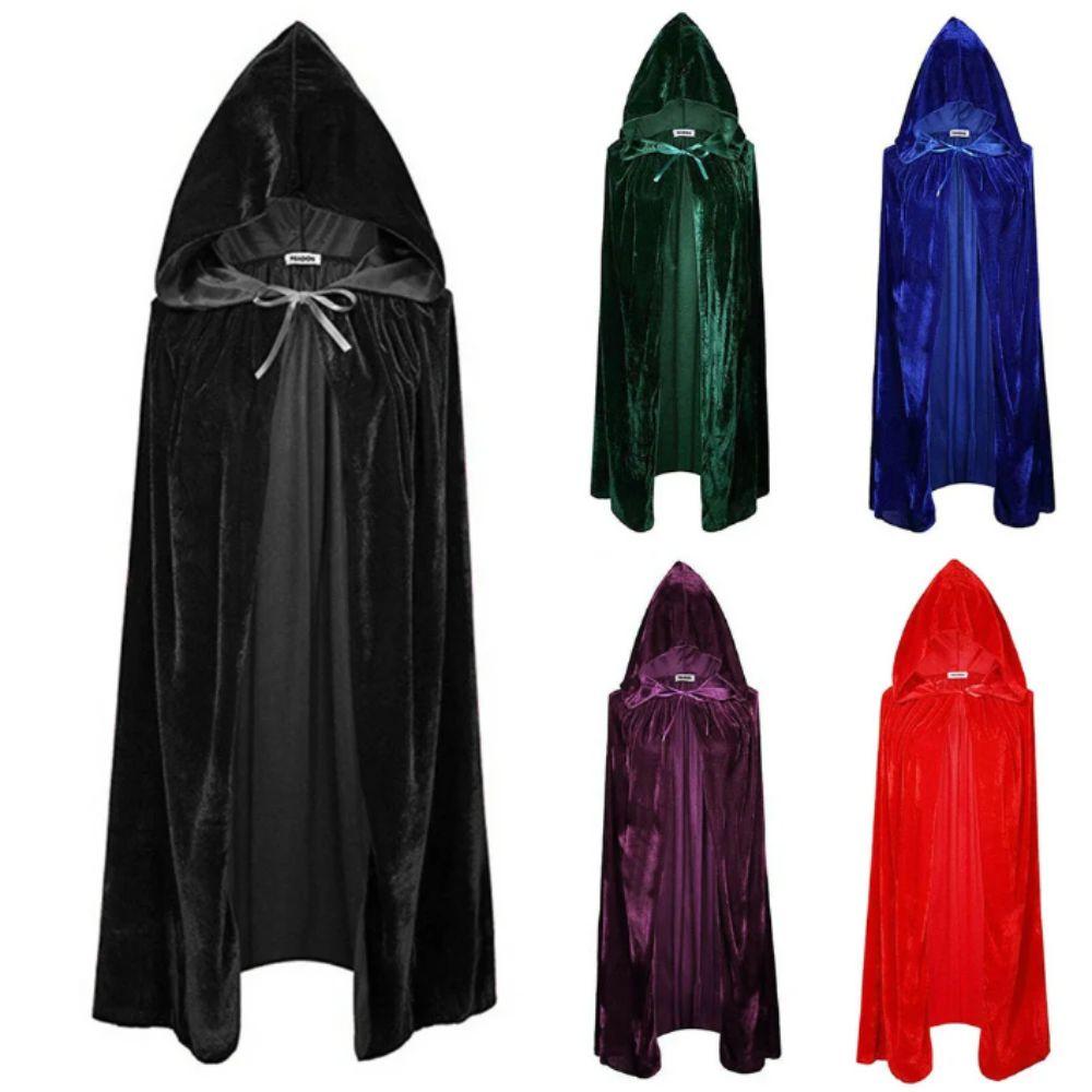 Reversible Design Velvet Cloak Solid Color Ponchos Cosplay Adult Kids Long Cape  Halloween Party