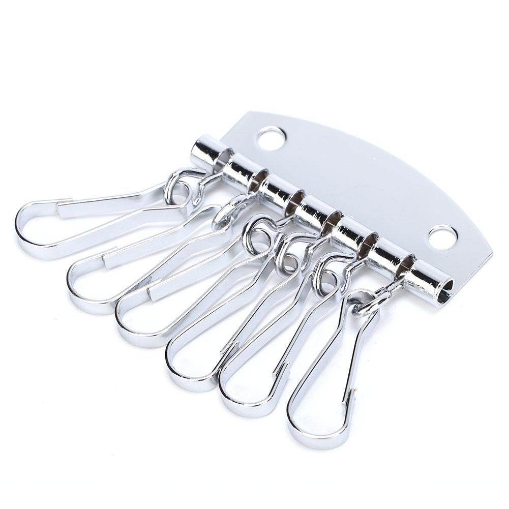 Key Row Wallet Leather Bag Hardware Key Ring Row Organizer Holder 6 Hooks Clasp Clip (Silver)