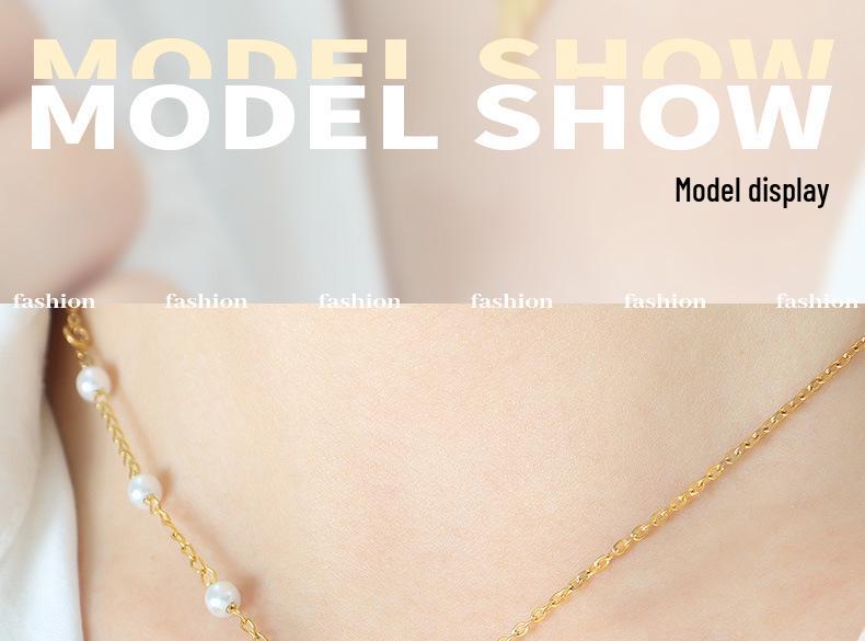 Mermaid Faux Pearl Necklace: Trendy Japanese-Korean Design In Gold-Plated Titanium Steel