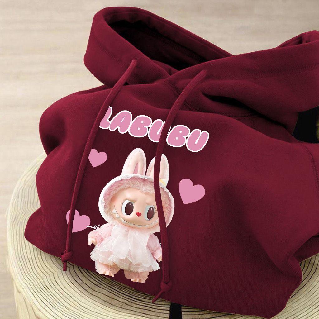 Cute Wine-red Hooded Sweatshirt for Children, Loose and Casual Coat for Boys and Girls In Autumn and Winter