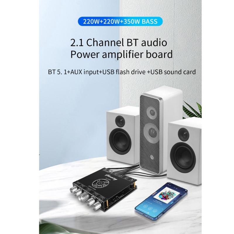 TPA3251 BT5.1 2.1 Channel Amplifier Board 220Wx2+350W Overvoltage Undervoltage Overheating Short Circuits Protections