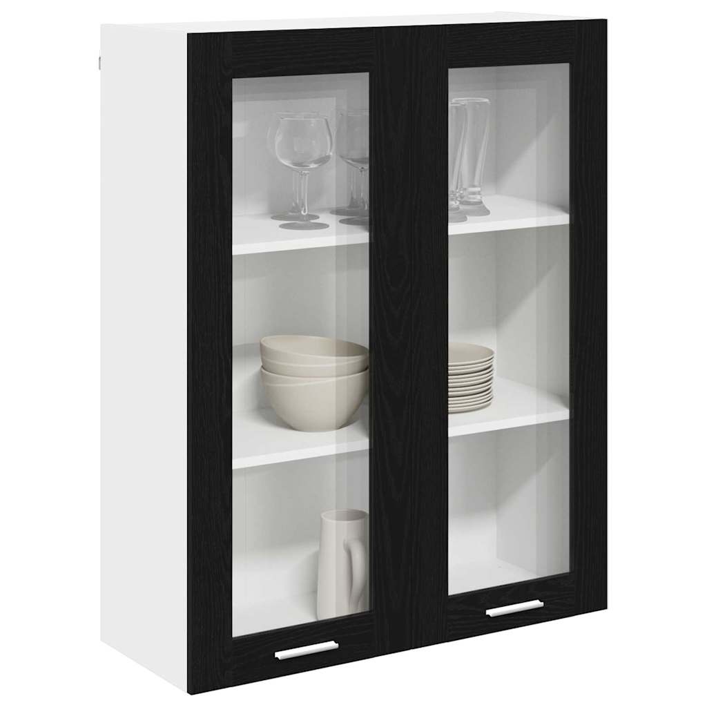 Hanging Cabinet with Storage Black Oak Effect 80 X 31 X 100 Cm