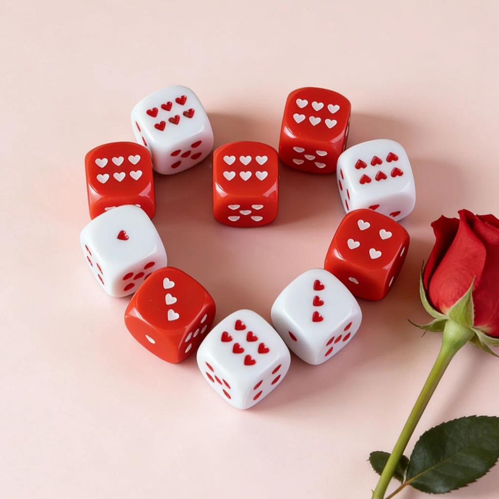Non-Toxic 12Pcs Date Night Dice For Couples Romantic Game Heart Shaped Valentine Gift For Him Her