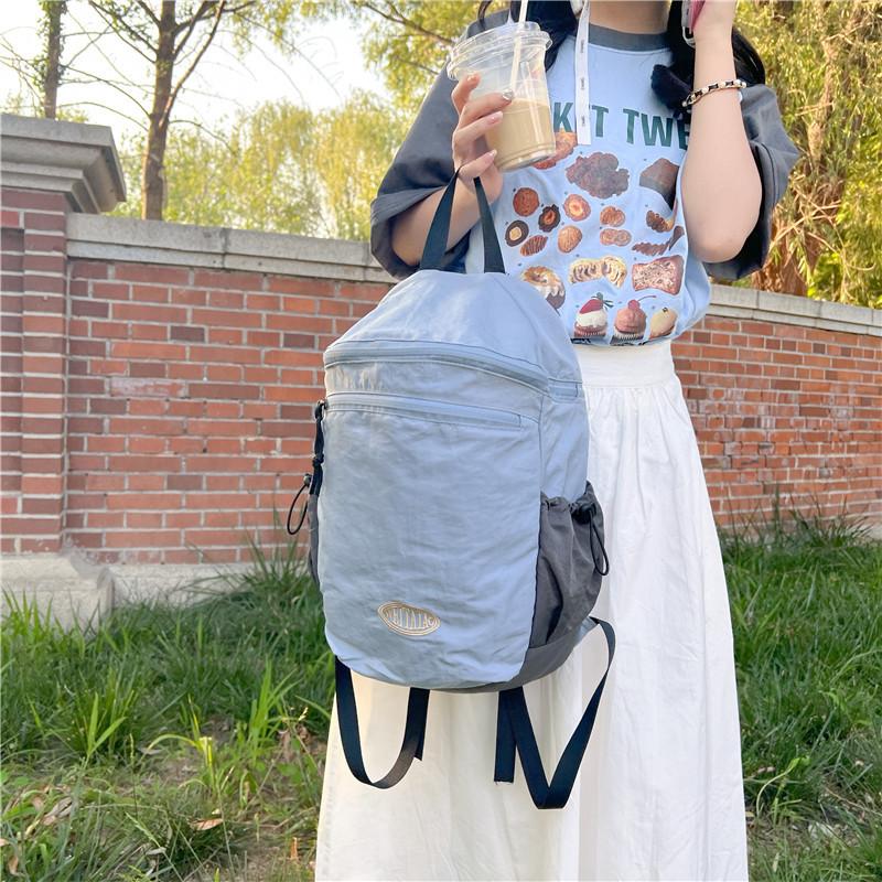 Girls summer travel backpack nylon backpack casual fashion lightweight solid color college student class bag