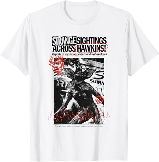 Stranger Things Newspaper Demogorgon Sighting T-Shirt 110